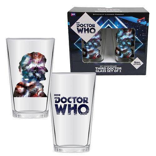 Doctor Who Anniversary Third Doctor 16 oz. Glass Set of 2 - Just $5.44! Shop now at Retro Gaming of Denver