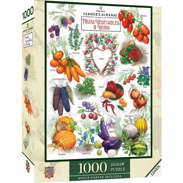 Farmer's Almanac - Fruits, Vegetables, & Herbs 1000 Piece Jigsaw Puzzle - for just $16.99! 