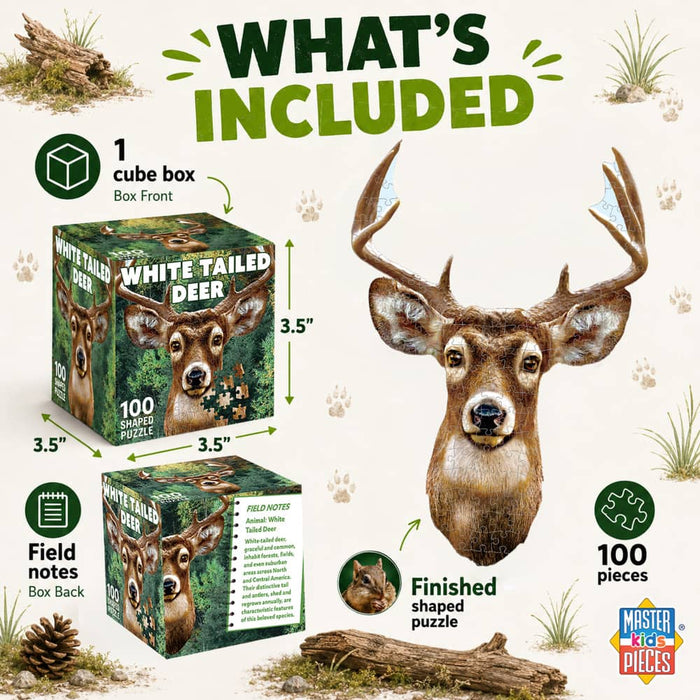 White Tail Deer 100 Piece Shaped Jigsaw Puzzle - for just $7.99! 