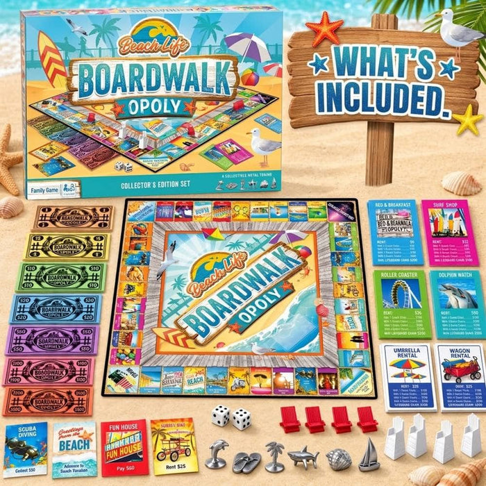 Beach Life - Boardwalk Opoly Board Game - for just $29.99! 