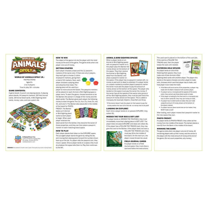World of Animals Opoly Junior Board Game - for just $24.99! 