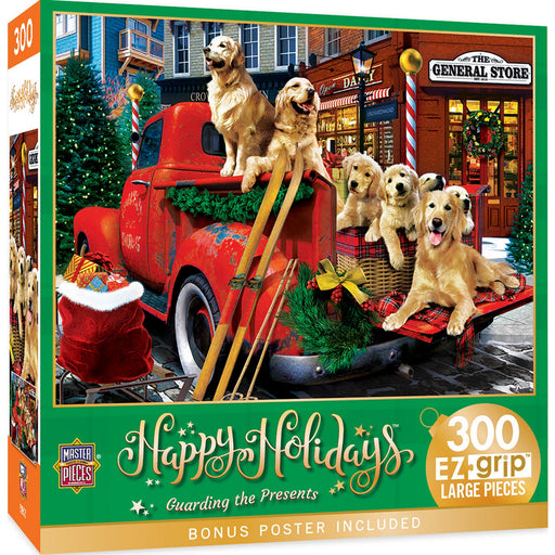 Happy Holidays - Guarding the Presents 300 Piece EZ Grip Jigsaw Puzzle - Just $14.99! Shop now at Retro Gaming of Denver