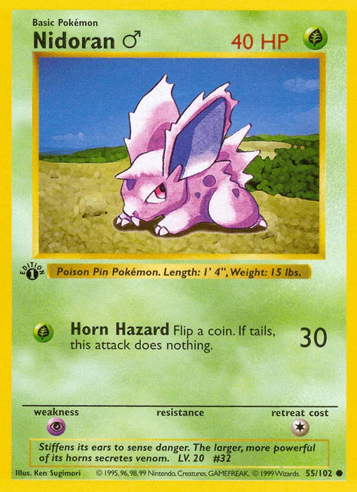 Nidoran (55/102) (Male) (Shadowless) [Base Set 1st Edition] - for just $4.70! 