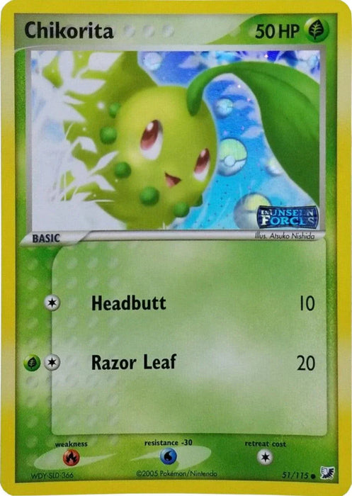 Chikorita (51/115) (Stamped) [EX: Unseen Forces] - for just $10.20! 