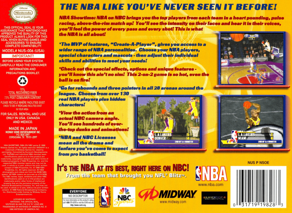 NBA Showtime NBA on NBC – Nintendo 64 (N64) - for just $16.99! 