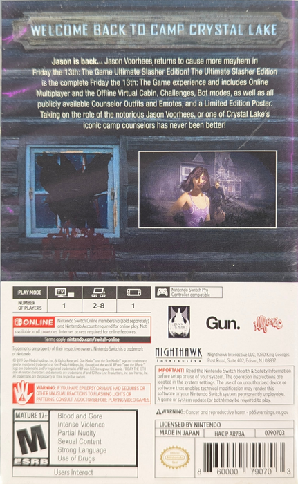 Friday the 13th [Ultimate Slayer Edition] – Nintendo Switch (NS) - for just $25.99! 