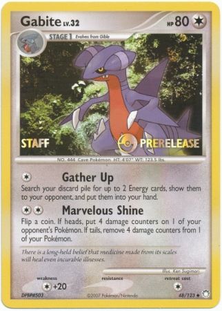 Gabite (48/123) (Staff Prerelease Promo) [Diamond & Pearl: Black Star Promos] - Just $14! Shop now at Retro Gaming of Denver