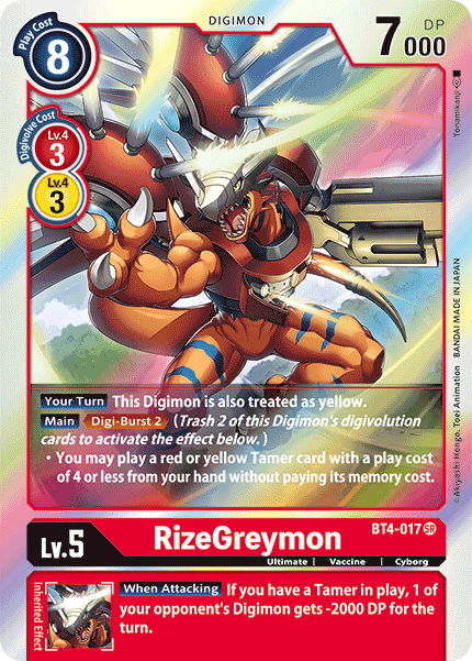 RizeGreymon [BT4-017] [Great Legend] - Just $0.09! Shop now at Retro Gaming of Denver