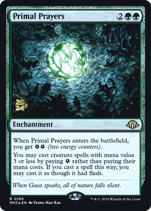 Primal Prayers (PRE-166) - Modern Horizons 3 Promos Foil - for just $0.28! 