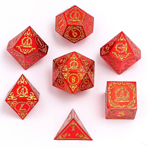 Wizard Solid Metal Polyhedral Dice Set - Red with Gold - for just $39.99! 