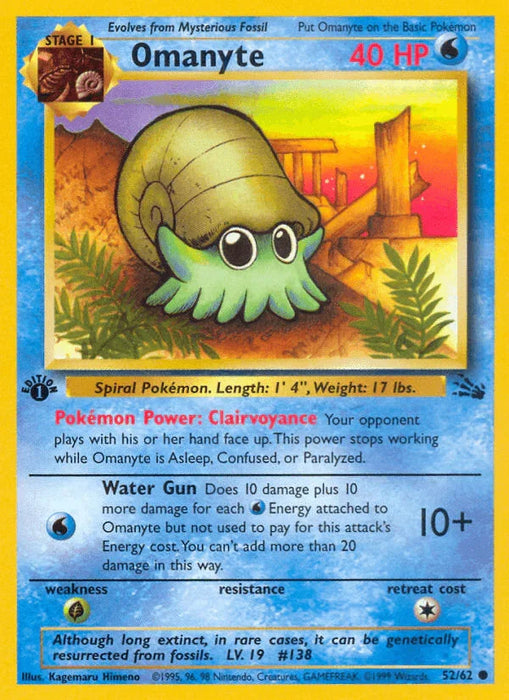 Omanyte (52/62) [Fossil 1st Edition] - for just $0.35! 