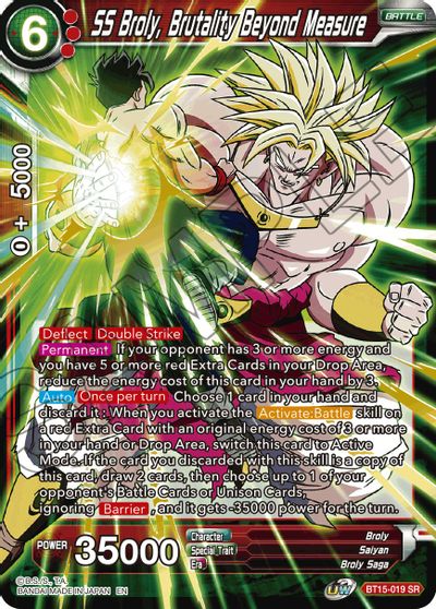 SS Broly, Brutality Beyond Measure (BT15-019) [Saiyan Showdown] - for just $0.20! 
