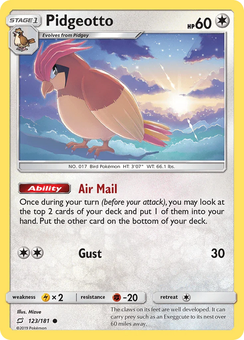 Pidgeotto (123/181) [Sun & Moon: Team Up] - for just $0.20! 