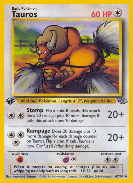 Tauros (47/64) [Jungle 1st Edition] - for just $0.75! 