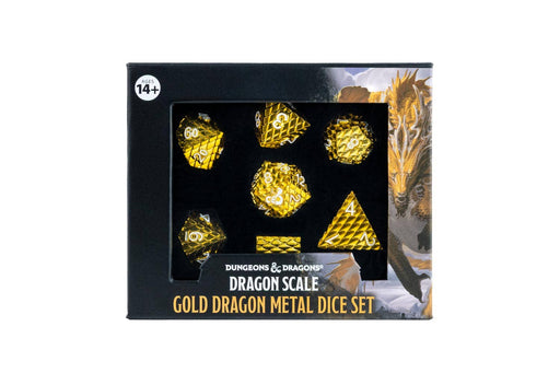 D&D Dragon Scale Metal Dice Set — Gold - for just $49.99! 