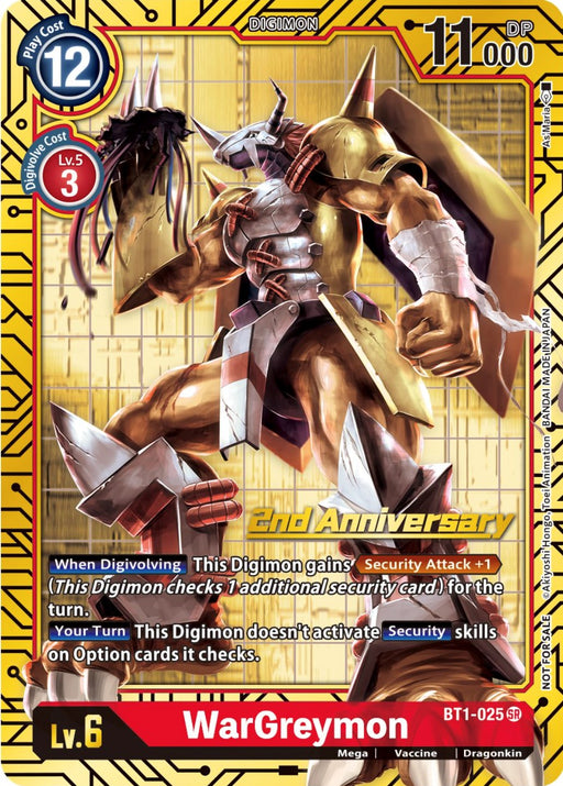 WarGreymon [BT1-025] (2nd Anniversary Card Set) [Release Special Booster Promos] - Just $0.90! Shop now at Retro Gaming of Denver