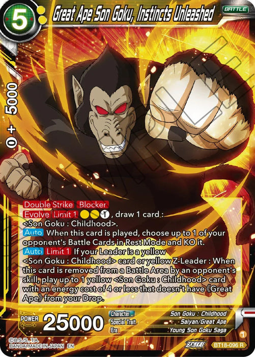 Great Ape Son Goku, Instincts Unleashed (BT18-096) [Dawn of the Z-Legends] - for just $0.30! 