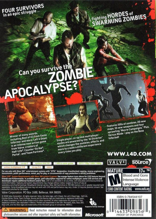 Left 4 Dead – Xbox 360 (X360) - for just $0! 