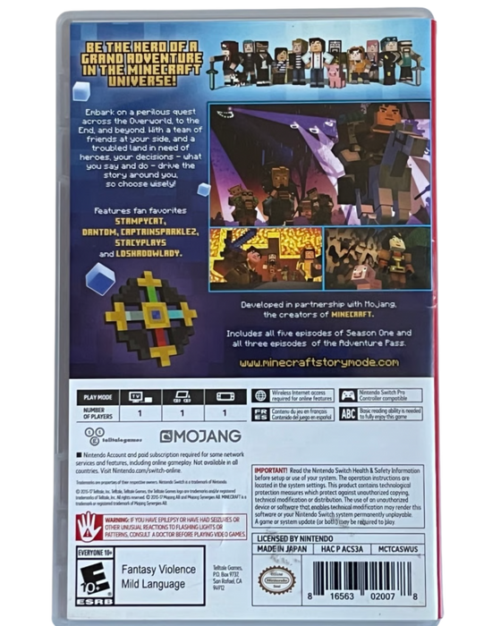 Minecraft: Story Mode: Complete Adventure – Nintendo Switch (NS) - for just $125.99! 