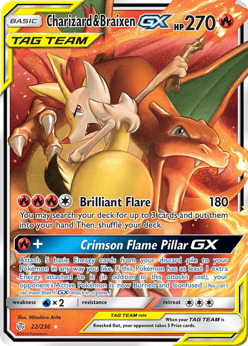 Charizard & Braixen GX (22/236) [Sun & Moon: Cosmic Eclipse] - for just $14.50! 