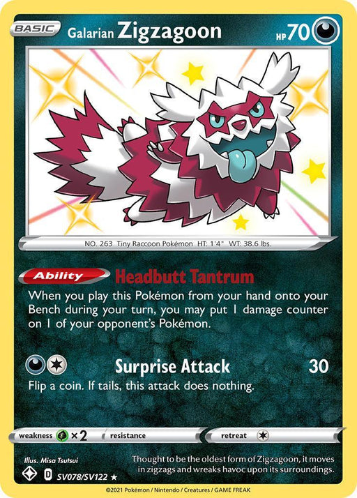 Galarian Zigzagoon (SV078/SV122) [Sword & Shield: Shining Fates] - for just $0.85! 