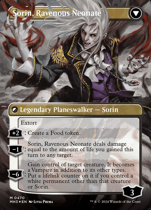 Sorin of House Markov // Sorin, Ravenous Neonate (Borderless) (Textured Foil) [Modern Horizons 3] - Just $7.65! Shop now at Retro Gaming of Denver