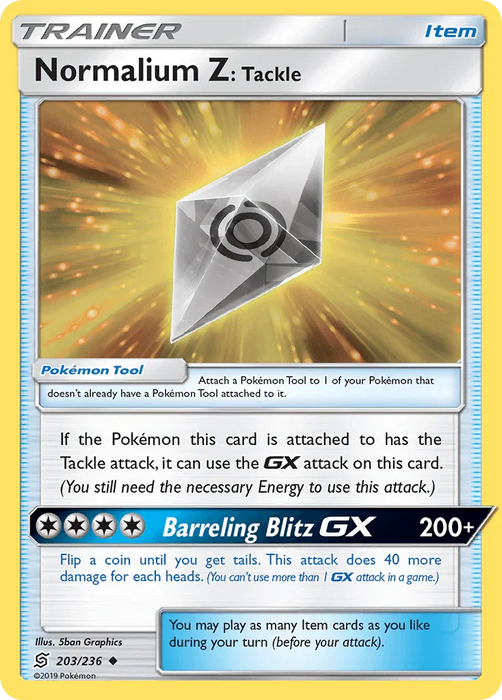 Normalium Z: Tackle (203/236) [Sun & Moon: Unified Minds] - for just $0.10! 