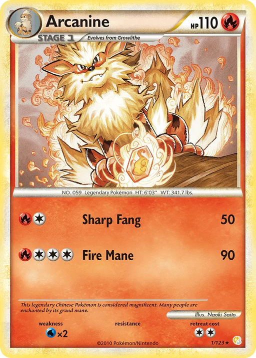 Arcanine (1/123) [HeartGold & SoulSilver: Base Set] - for just $13.85! 