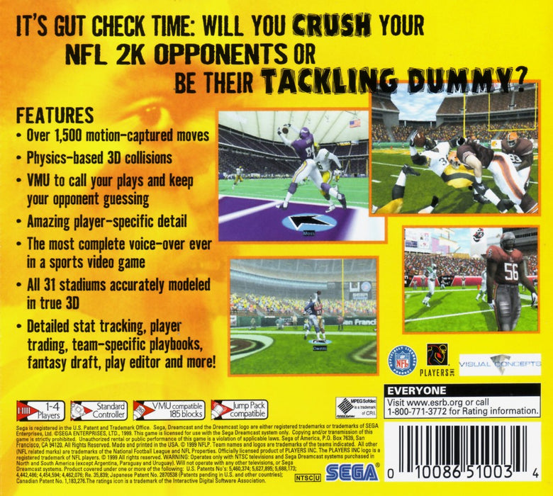 NFL 2K [Sega All Stars] – Sega Dreamcast (DC) - for just $8.99! 