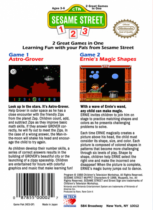 Sesame Street 123 – Nintendo Entertainment System (NES) - for just $2.99! 