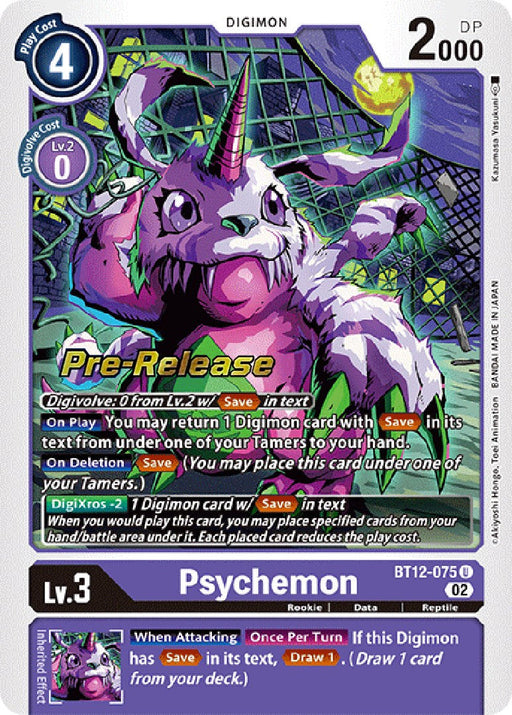 Psychemon [BT12-075] [Across Time Pre-Release Cards] - Just $1.50! Shop now at Retro Gaming of Denver