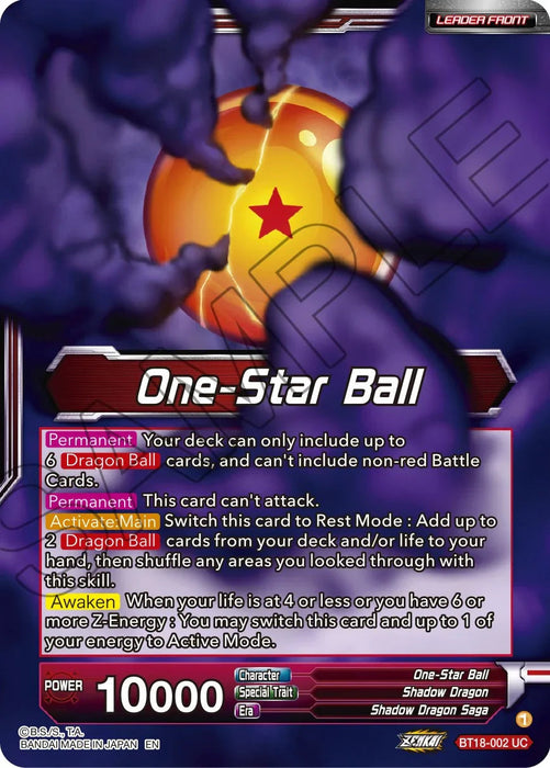 One-Star Ball // Syn Shenron, Despair Made Manifest (BT18-002) [Dawn of the Z-Legends] - for just $0.10! 