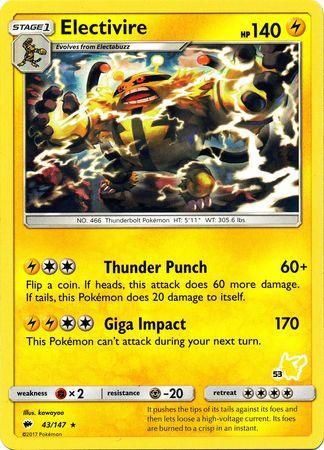 Electivire (43/147) (Pikachu Stamp #53) [Battle Academy 2020] - for just $0.10! 