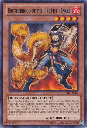 Brotherhood of the Fire Fist - Snake (Blue) [DL18-EN009] Rare - for just $0.20! 