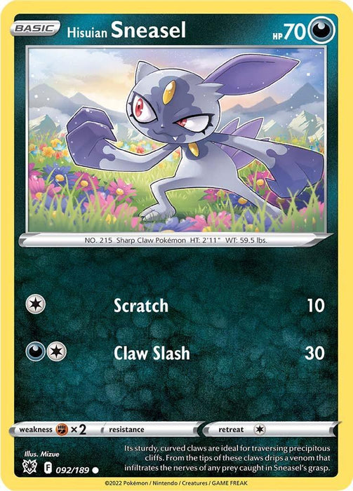 Hisuian Sneasel (092/189) [Sword & Shield: Astral Radiance] - for just $0.10! 