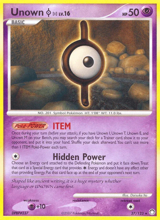Unown I (37/123) [Diamond & Pearl: Mysterious Treasures] - for just $0.65! 