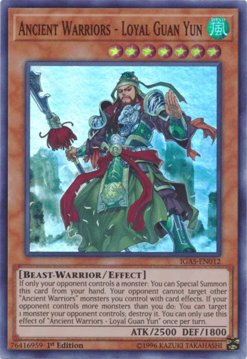 Ancient Warriors - Loyal Guan Yun [IGAS-EN012] Super Rare - for just $0.10! 