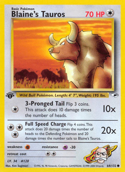 Blaine's Tauros (64/132) [Gym Heroes 1st Edition] - for just $0.70! 