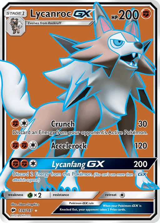 Lycanroc GX (136/147) [Sun & Moon: Burning Shadows] - for just $1.75! 