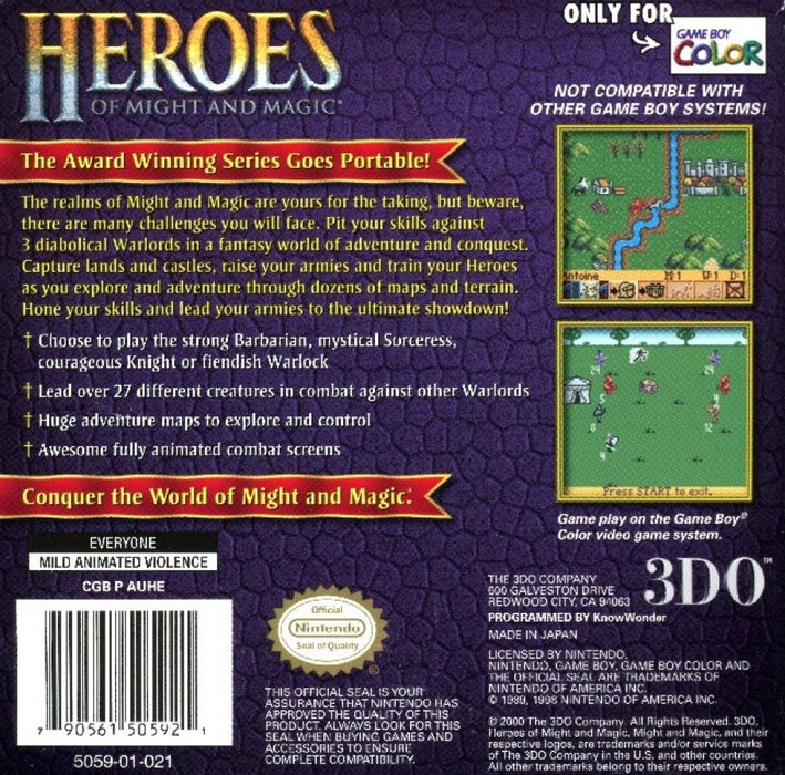 Heroes of Might and Magic – Game Boy Color (GBC) - for just $0! 
