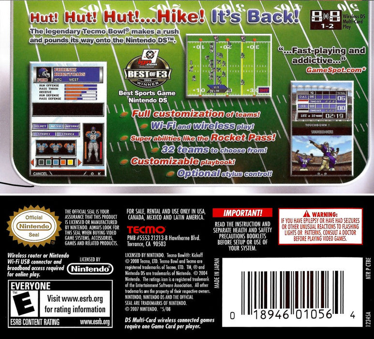 Tecmo Bowl: Kickoff — Nintendo DS (DS) - for just $8.99! 