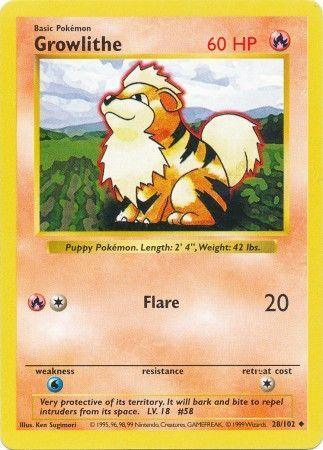 Growlithe (28/102) [Base Set Shadowless Unlimited] - for just $4.60! 