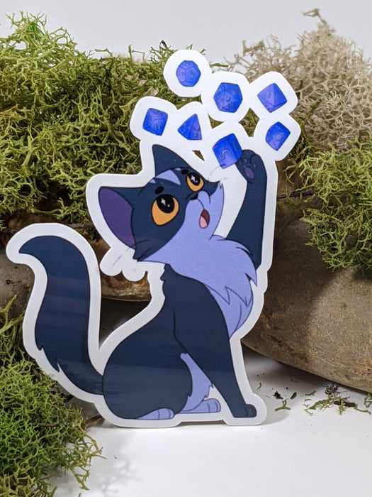 Cat Batting Polyhedral Dice Sticker - 2.5" - for just $3.50! 