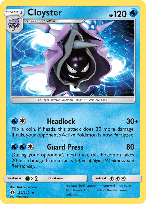 Cloyster (34/149) [Sun & Moon: Base Set] - for just $0.10! 