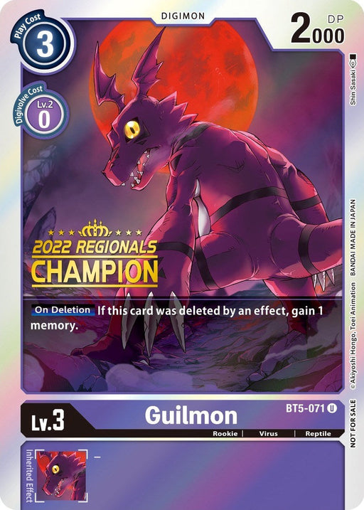 Guilmon [BT5-071] (2022 Championship Offline Regional) (Online Champion) [Battle of Omni Promos] - Just $140! Shop now at Retro Gaming of Denver