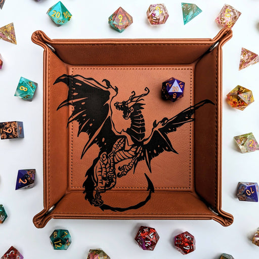 Spawn of Tiamat - D&D Vegan Leather Dice Rolling Tray - for just $19.99! 