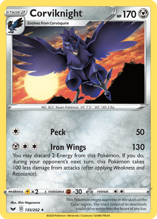 Corviknight (135/202) [Sword & Shield: Base Set] - for just $0.10! 