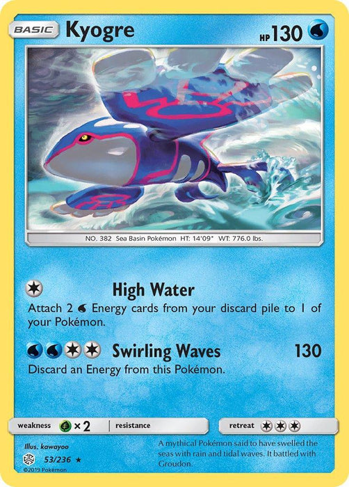 Kyogre (53/236) (Cracked Ice Holo) (Theme Deck Exclusive) [Sun & Moon: Cosmic Eclipse] - for just $2.45! 