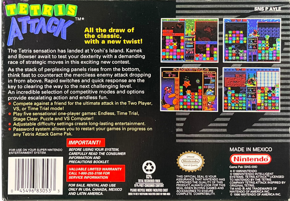 Tetris Attack [CIB][Misprint] – Super Nintendo Entertainment System (SNES) - for just $37.99! 
