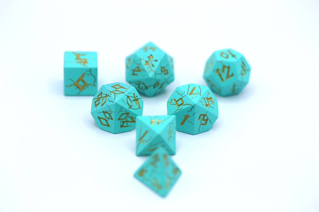 Turquoise with Silver Solid Metal Barbarian Dice Set - for just $39.99! 